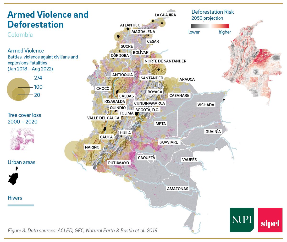 SIPRIorg's tweet photo. #ClimateChange, conflict and post-conflict development in #Colombia🇨🇴 are intricately related – This SIPRI–@nupinytt Fact Sheet examines the peace process since 2016 and how climate-related security risks interact with provisions of the Peace Agreement ➡️ https://t.co/XHVMkpdYCT https://t.co/pdigncK7wg