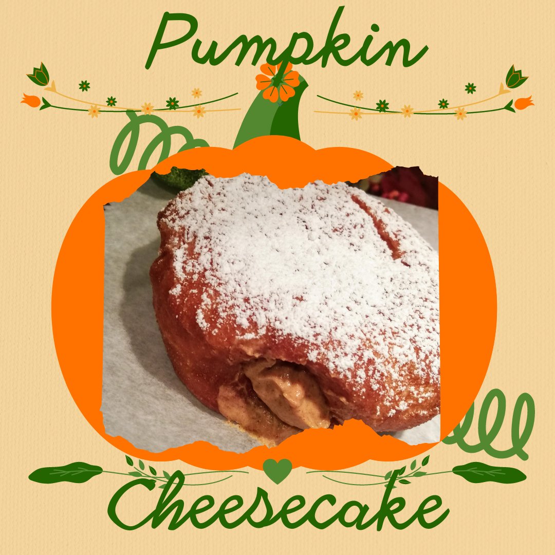 BlackFlyGrubHub's tweet photo. Pumpkin flavour number 2.  A Pumpkin Spiced cheesecake filling stuffed into our yeast donut.

#pumpkin #pumpkinspice #enougwiththepumpkinalready #donuts #donut #doughnuts https://t.co/s9T2l0jlfb