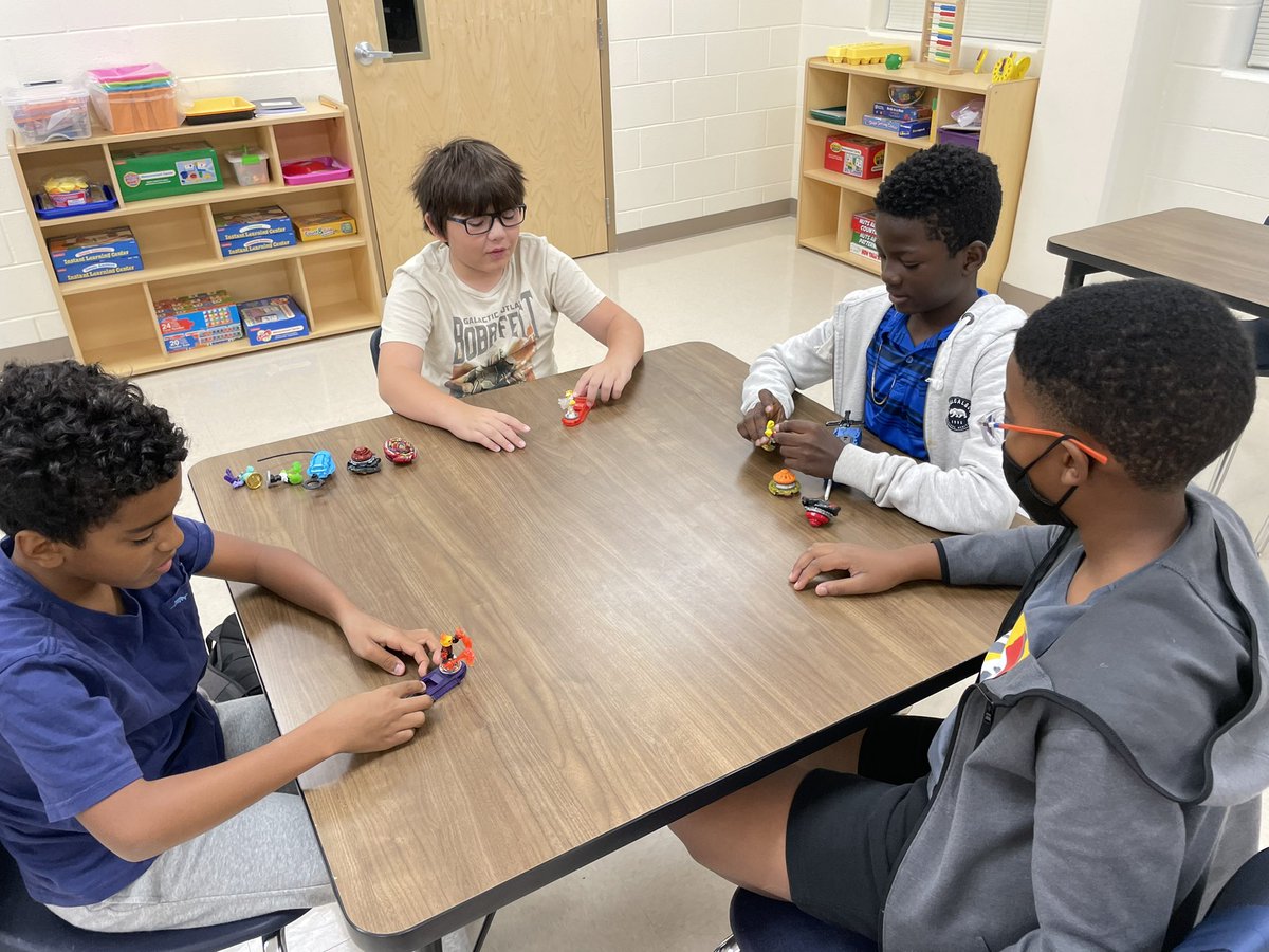 Mrs_Logan99's tweet photo. The Straus Beyblade club 😊 Love hearing them laugh and have fun in the morning. ❤️ @NISDStraus #TheStrausWay https://t.co/ErWVOY4tG1