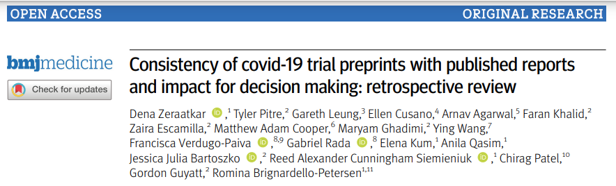The preprint to end all….trial publications?! 📄Pleased to see this published. <a href="/BMJMedicine/">BMJMedicine</a> <a href="/TylerSC10/">Tyler Pitre, MD PhD🇨🇦</a> <a href="/CusanoEllen/">Ellen Cusano, MD</a> <a href="/radagabriel/">Gabriel Rada</a> <a href="/Elena_Kum/">Elena Kum</a> <a href="/jessbartoszko/">Jessica Bartoszko</a> <a href="/chiragjp/">Chirag Patel</a>