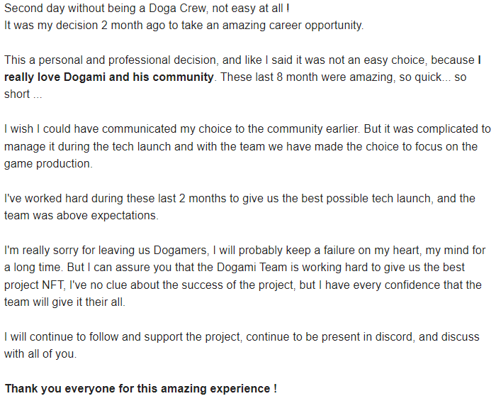 BikingEddy's tweet image. Hello Dogamers, time to say my farewells.
First time it is so hard to leave a company. 
@Dogami #Farewells #Hearthbreaking