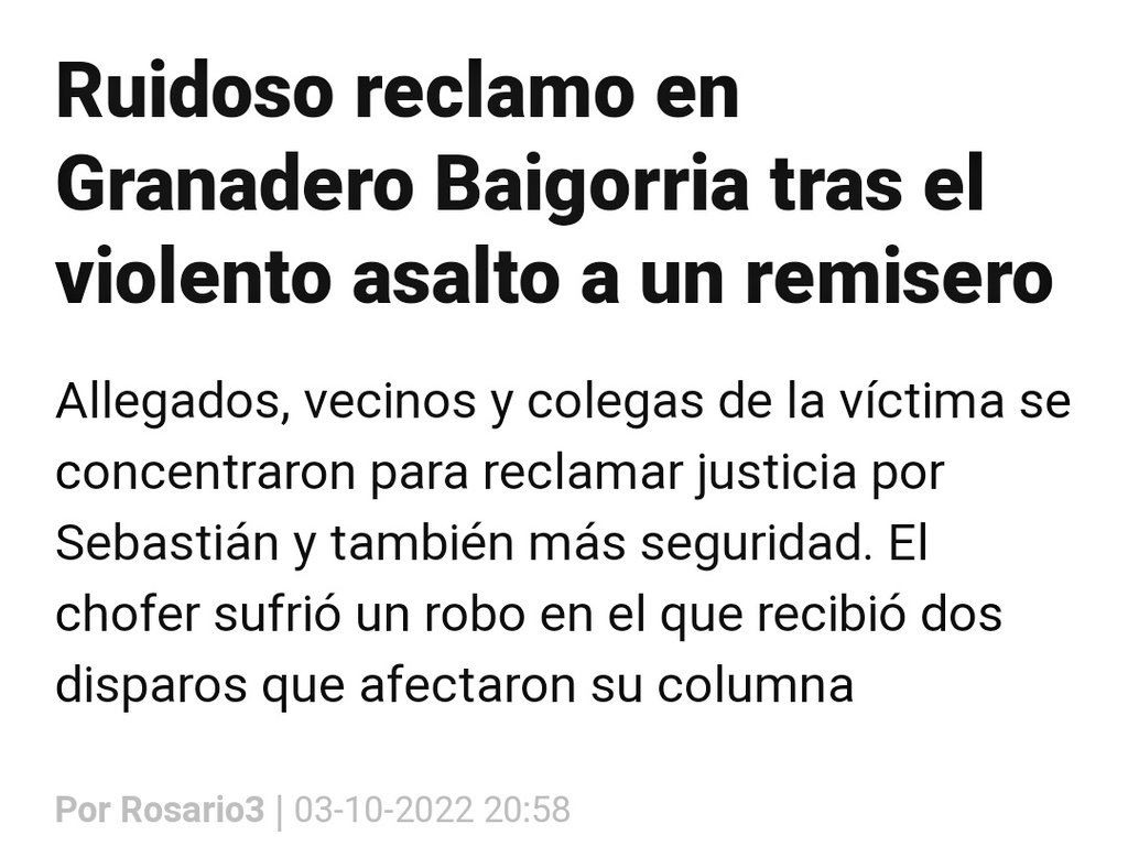 FUERZA PASTOR!
Lejos de cumplirse la promesa de <a href="/omarperotti/">Omar Perotti</a> #Paz y #Orden seguimos lamentando víctimas de inseguridad. Esta vez el Pastor Sebastián García de #Baigorria recibió 2 tiros en la espalda que afectaron su movilidad y le robaron el auto con el que trabaja de remisero