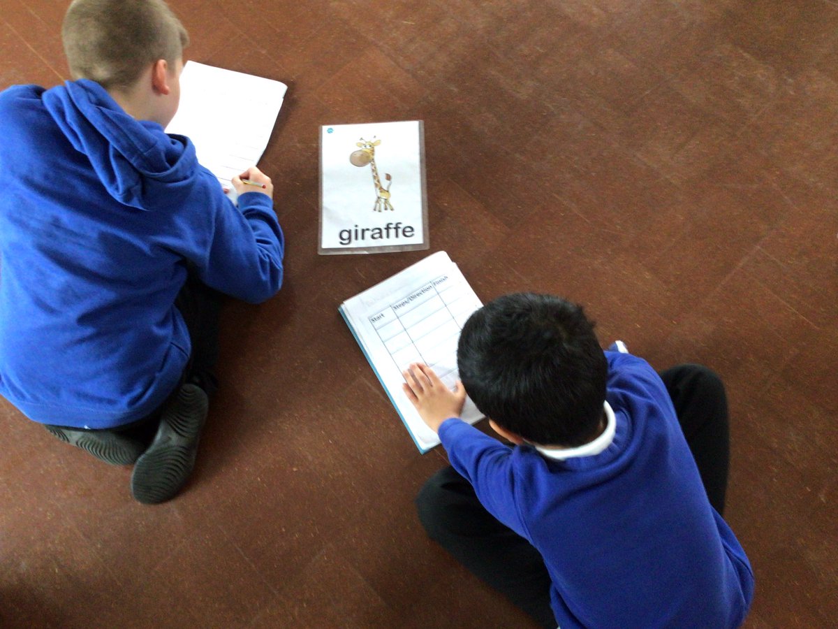 Mrs_Fairhurst's tweet photo. In geography, year 3 are learning compass points. Today, we’ve come into the hall to trace a route using compass points from one animal to another. Then we swapped books to follow someone else’s directions! @MerrydaleJunior @Merrydalehead @MerrydaleDeputy https://t.co/oZwXV6eIO5