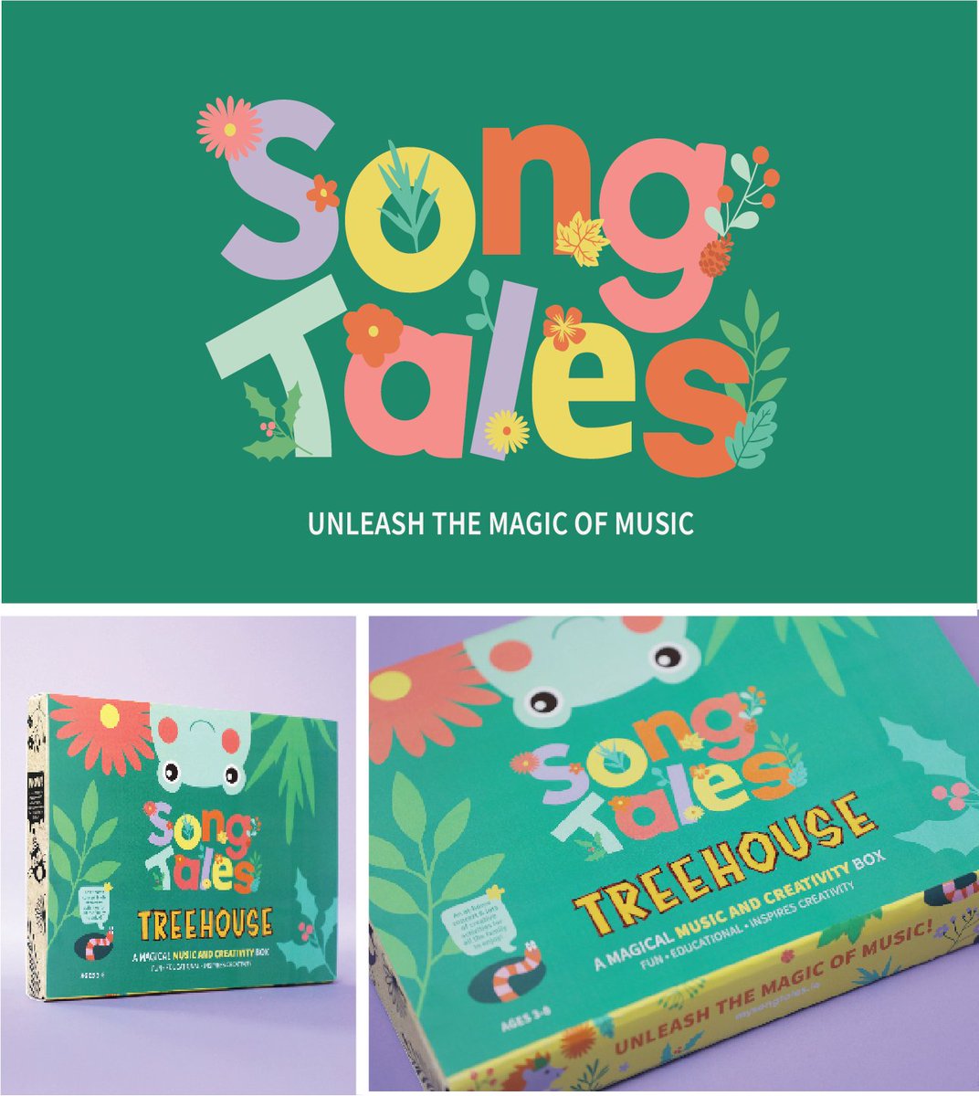 _TapCreative's tweet image. Our inner child is alive!! 🐸 We are so excited to share our Branding for Song Tales, an interactive, musical subscription box for children conceived by @CeolConnected 

We created a fantastical identity for SongTales spanning a logo mark, to the subscription box, to the website.
