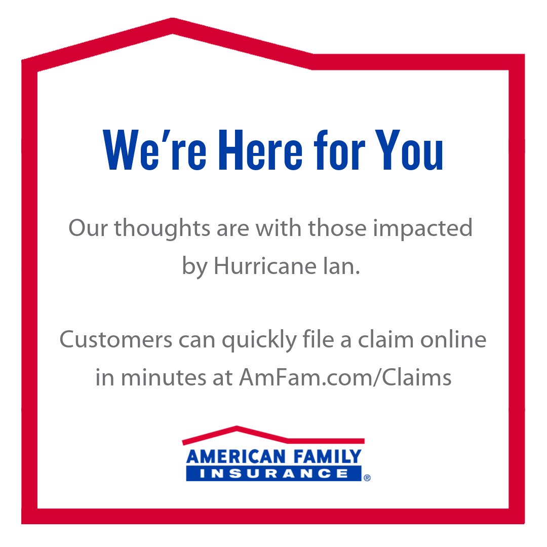 ToddStraub1's tweet photo. Thank you, @AmFam, for being there for our customers. If you're impacted by #HurricaneIan, find claim information here.  #iWork4AmFam https://t.co/Zkzbibz7jh https://t.co/2heENwFRYm