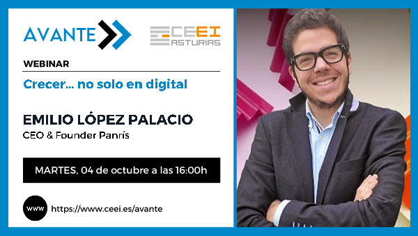 agenciasekuens's tweet photo. Hoy a las 16.00h no te pierdas el webinario #Avante del @ceeiasturias con Emilio López, CEO de #Panris, contará su experiencia sobre cómo crecer y escalar en un mercado no digital.
+ℹ️
https://t.co/RrzGR6wj2O https://t.co/86Ft9WGo39