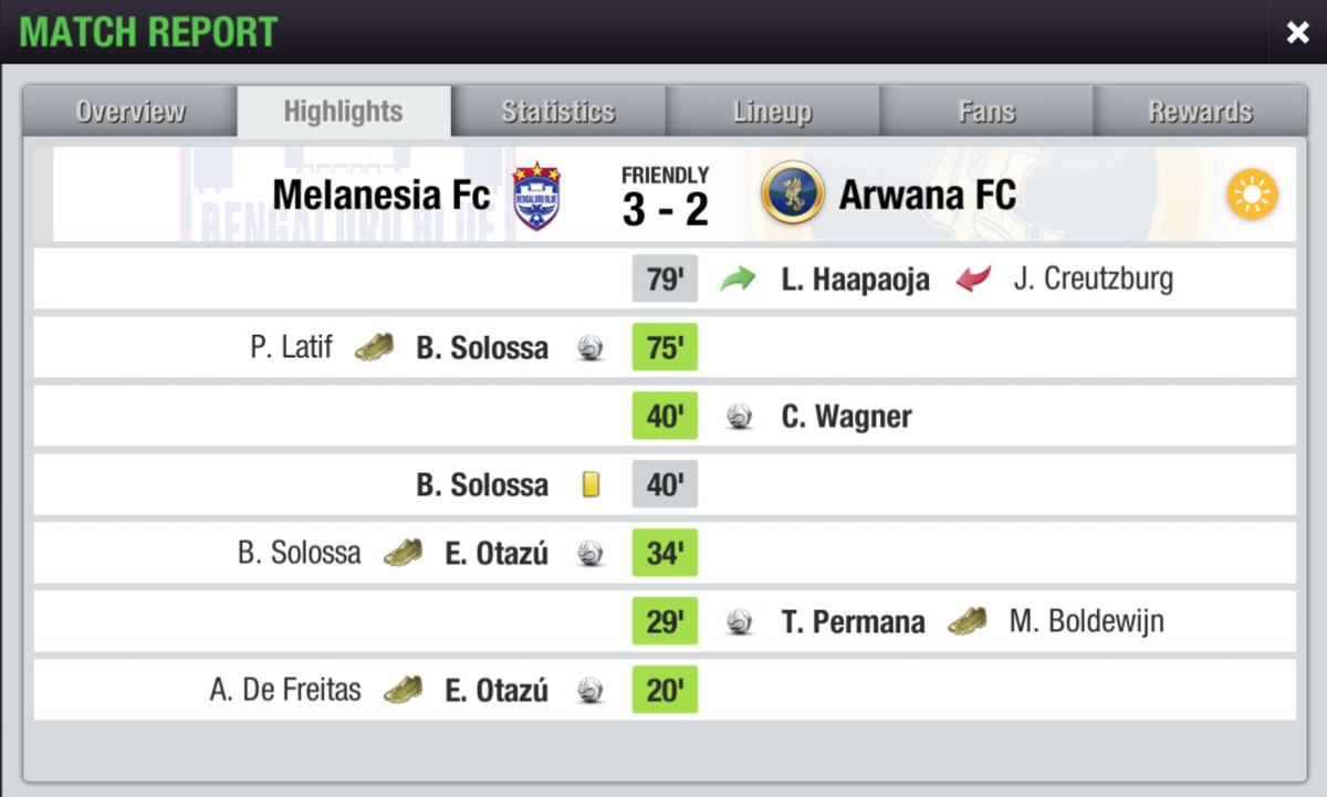 LTEI League Cup 6th Edition
Final

<a href="/Melanesia_FC/">Melanesia Fc</a> 3-2 Arwana FC
⚽⚽ E. Otazú 20', 34'
⚽ B. Solossa 75'
-
⚽ T. Permana 29'
⚽ C. Wagner 40'

Belum waktunya untuk menjadi juara.

#COYBD
#LLC6th
<a href="/LTEILeagueCup/">LTEI League Cup #LLC24</a>