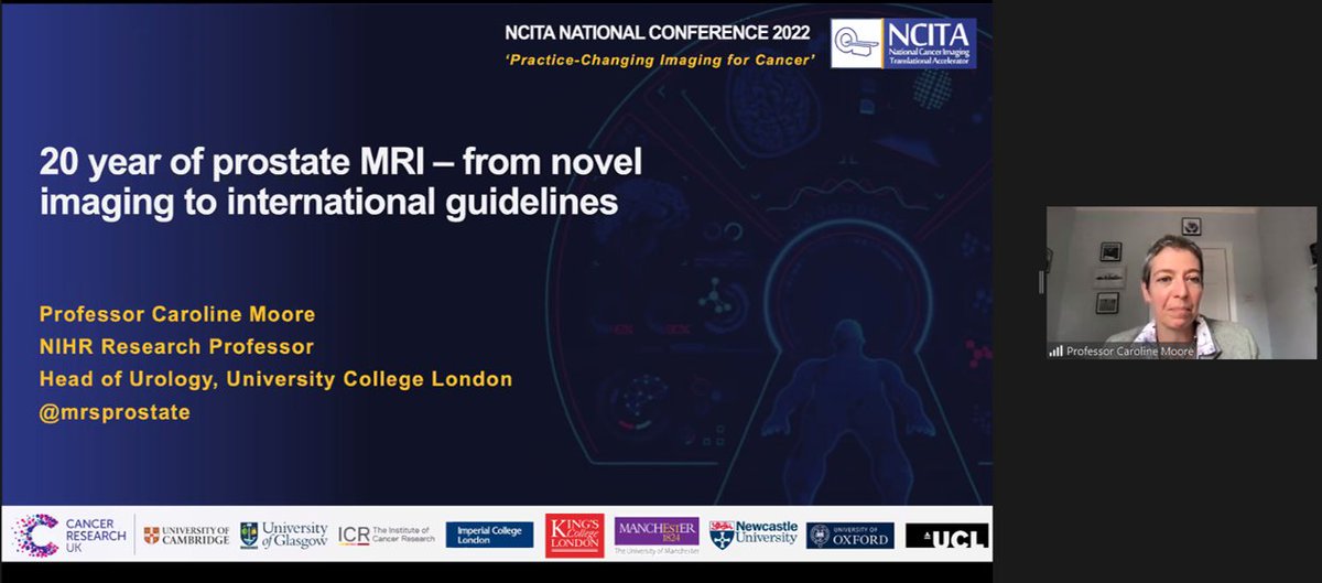imaging_cancer's tweet photo. Professor Caroline Moore @mrsprostate @uclmedsci discusses 20 Years of #Prostate MRI – from Novel Use to International Guidelines at our NCITA Conference #NCITA2022 #multiparametric #MRI https://t.co/jbcQMWgEJm