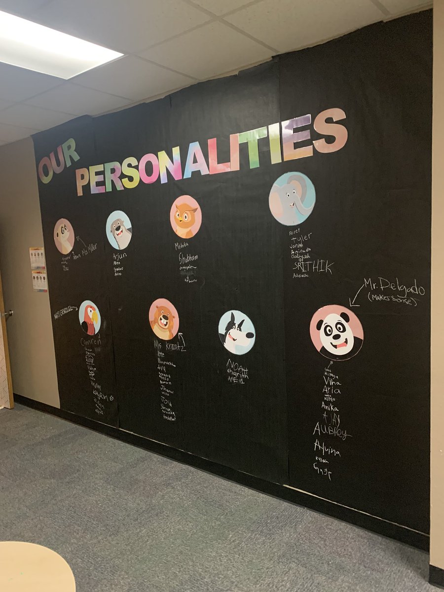 Love how <a href="/MrsGentzel4th/">Rachel Gentzel</a> took our self awareness lesson and turned it into a grade level display!  This allows learners to relate &amp; connect with one another &amp; gives them a better understanding of personality traits! 💙💚#BeATrailblazer #SEL #CISDWorkingTogether @DCEtrailblazers
