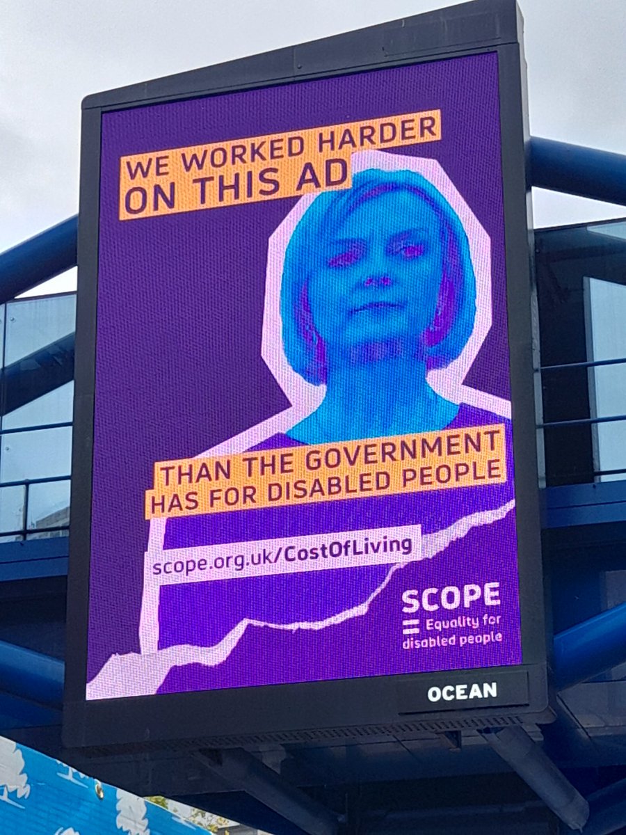 Great to see this campaign <a href="/scope/">Scope</a> @ #CPC22 highlighting the challenges disabled people face as costs of living rise but benefits &amp;incomes don't. Charities have been resolute at raising the issues affecting those they serve at this Conference &amp;in the media &amp;will continue to do so!