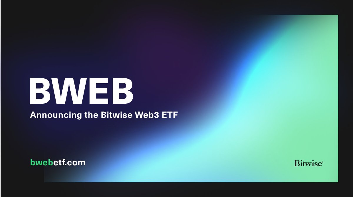 Bitwise's tweet photo. We have exciting news! Today we launched the Bitwise Web3 ETF (BWEB), a fund designed to provide focused exposure to one of the fastest-emerging themes in technology. For more information about the fund, go to: https://t.co/8rjQbwFJrM https://t.co/RumkXViGl8