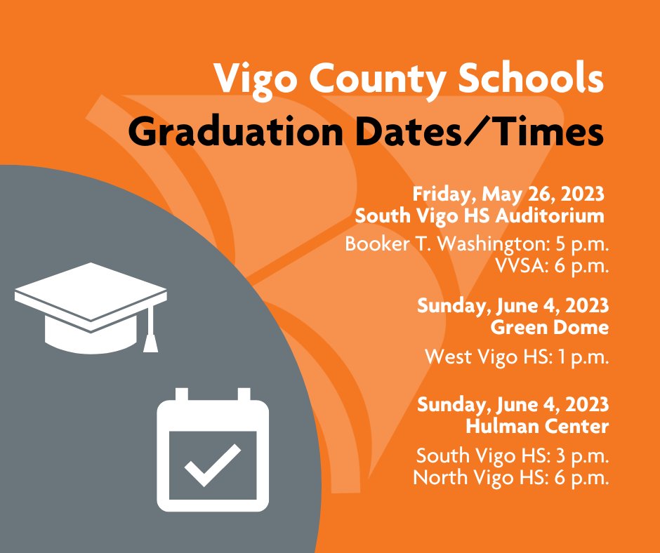 ICYMI: Graduation dates and times for the Class of 2023 are set!
We can't wait to celebrate our graduates this spring.
#teamvigo