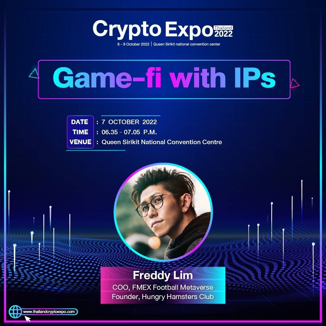 Glad to be part of #thailandcryptoexpo thanks <a href="/0xshas/">0xShark</a> for inviting!
Will be speaking about Gamefi, IPs, and NFTs! See you there.

#Web3 #web3community #nft #GameFi #nftcommunity