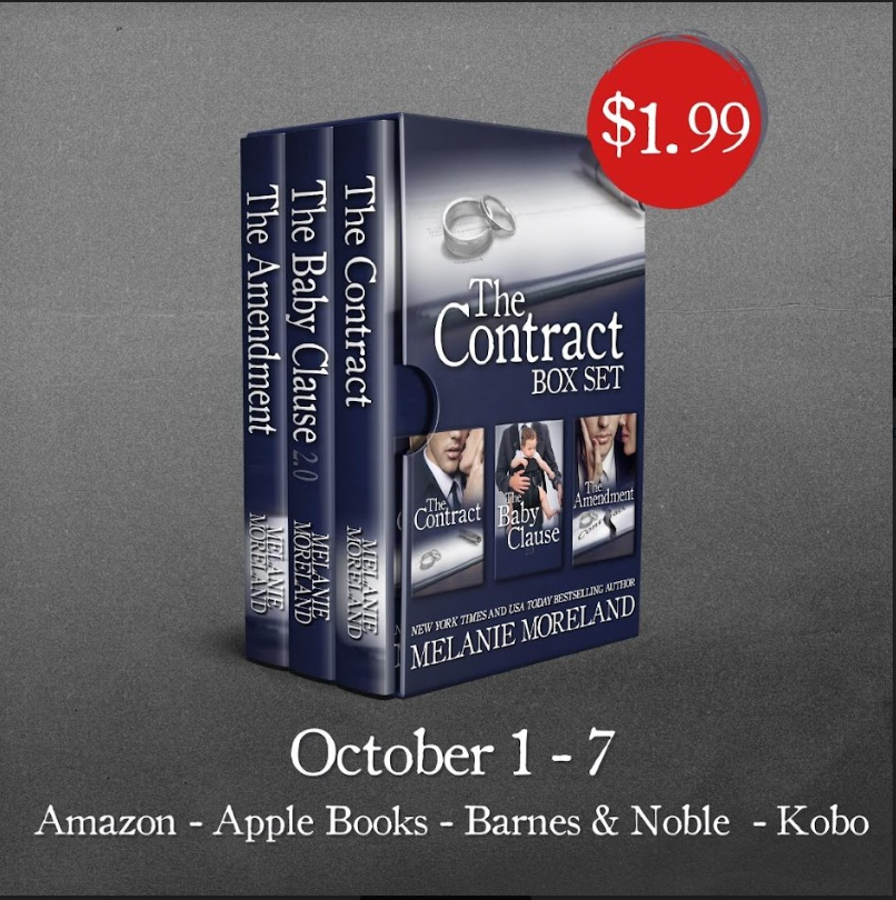 The Contract Series Box Set by @MorelandMelanie is just $1.99 for a limited time!

Amazon: geni.us/AmzContractBox…

All other retailers: geni.us/TheContractBox… 

TBR: bit.ly/ContractBoxSet

#thecontractseries #richardvanryan #katyvanryan #romance #bestseller #melaniemoreland