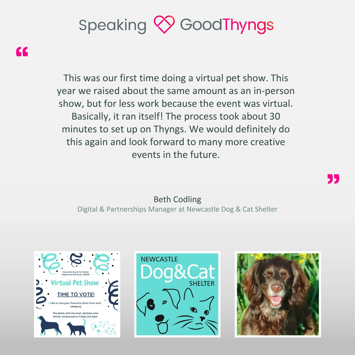 When it came to adapting to virtual fundraising, @Dog_Cat_NCLE found it to be a no-brainer with Good Thyngs. If you’d also like to #DoMoreGoodThyngs like Newcastle Dog &amp; Cat Shelter, get in touch: buff.ly/3CP3k8B
🐈
#CharityTuesday SpeakingGoodThyngs