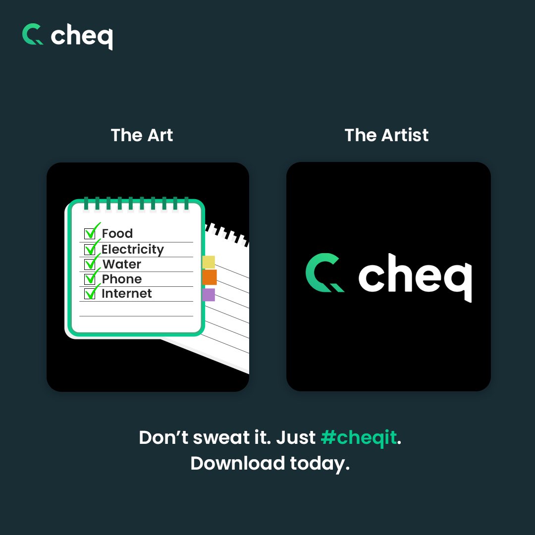 cheqit_'s tweet photo. Now you know, why you need @cheqit_ β
One-tap payments anytime, anywhere, and earn rewards like never before β¨π€π» #CheqIt
#bill_payments #cheq_pay #rewards https://t.co/6cQskOCDEv