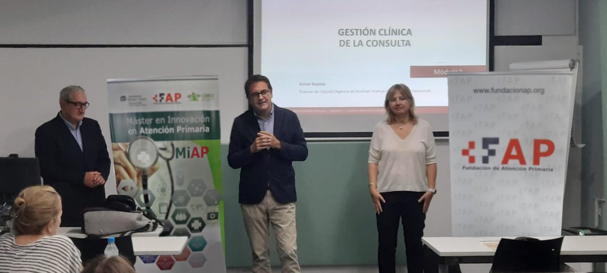 faprimaria's tweet photo. 📢Ayer se inició el primer módulo del Máster en Innovación en AP #MiAP, un proyecto organizado por @fundacioURV @faprimaria y @CAMFiC🤝
📌En el primer módulo vimos como gestionar eficientemente las funciones clínicas propias de la APS
📲 https://t.co/JLnYzcb4Z6 https://t.co/LDltqumi0Z