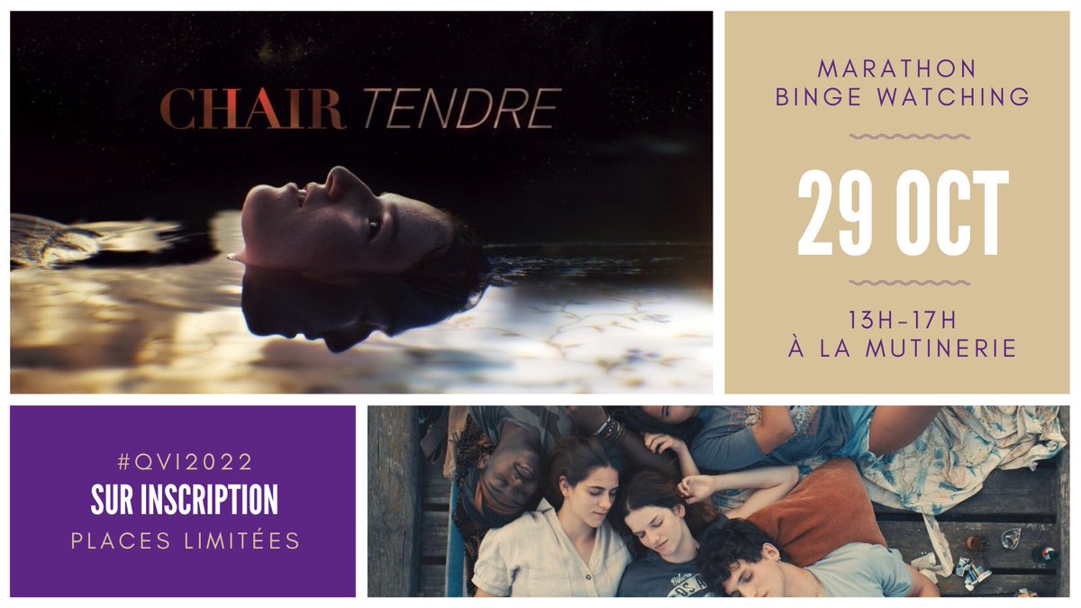cia_oiifrance's tweet photo. Ds le cadre de la #QVI2022 , nous organisons un marathon-binge watching de #ChairTendre à @La_Mutinerie . 
Il y aura aussi un stand d'information du CIA et nous aurons le plaisir d'accueillir @Lysandragon , @loe_petit  et Yaël Langmann !
Inscriptions ici : https://t.co/bMBpcpE3eV https://t.co/czvEw1yhZz