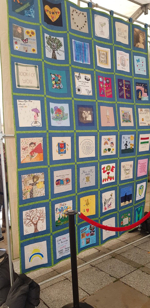 This Suicide Memorial Quilt was launched at Millennium Square Leeds on Saturday. Impossible not to be moved by the tributes to loved ones such a powerful and beautiful object.