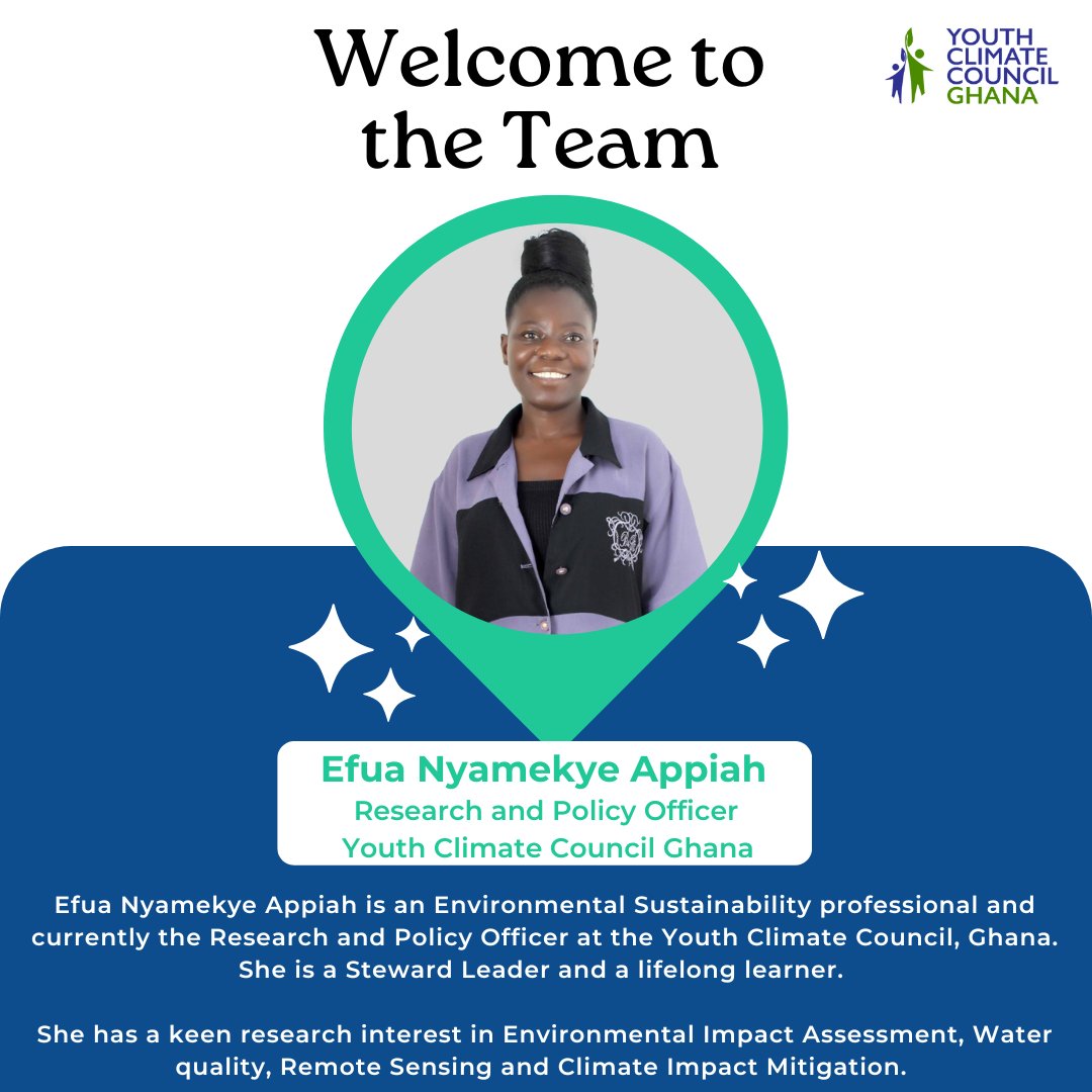 YouthClimateGH's tweet photo. We are excited to introduce our new Research and Policy Officer, Efua Nyamekye Appiah, (@efuan_ara). 

Welcome to the team! https://t.co/R4yNLnJGiF