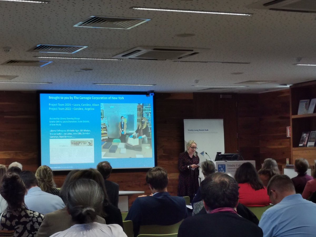 tcdlibrary's tweet photo. This afternoon @#CERL22 speakers are sharing details and lessons learned from larger in-house #Digitisation projects. Dávid Rózsa @nemzetikonyvtar, Cillian Joy @UniOfGalwayLib, Meadhbh Murphy @Library_RIA and Jenny Doyle @DigitalColl
#virtualtreasury #VirtualCollections https://t.co/izKn47y5x6