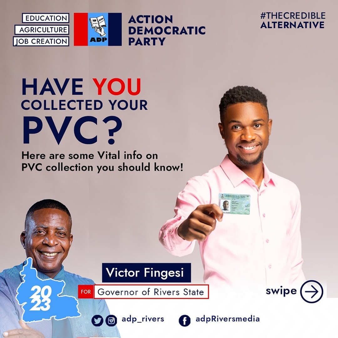 adp_Rivers's tweet photo. Have you collected your PVC?
Read post to get the right info on PVC collection dates and location.
.
.
.
#crediblealternative #ADPRivers #victorfingesi #IbelieveFingesi #2023elections VFingesi https://t.co/pXTnWcUkVy