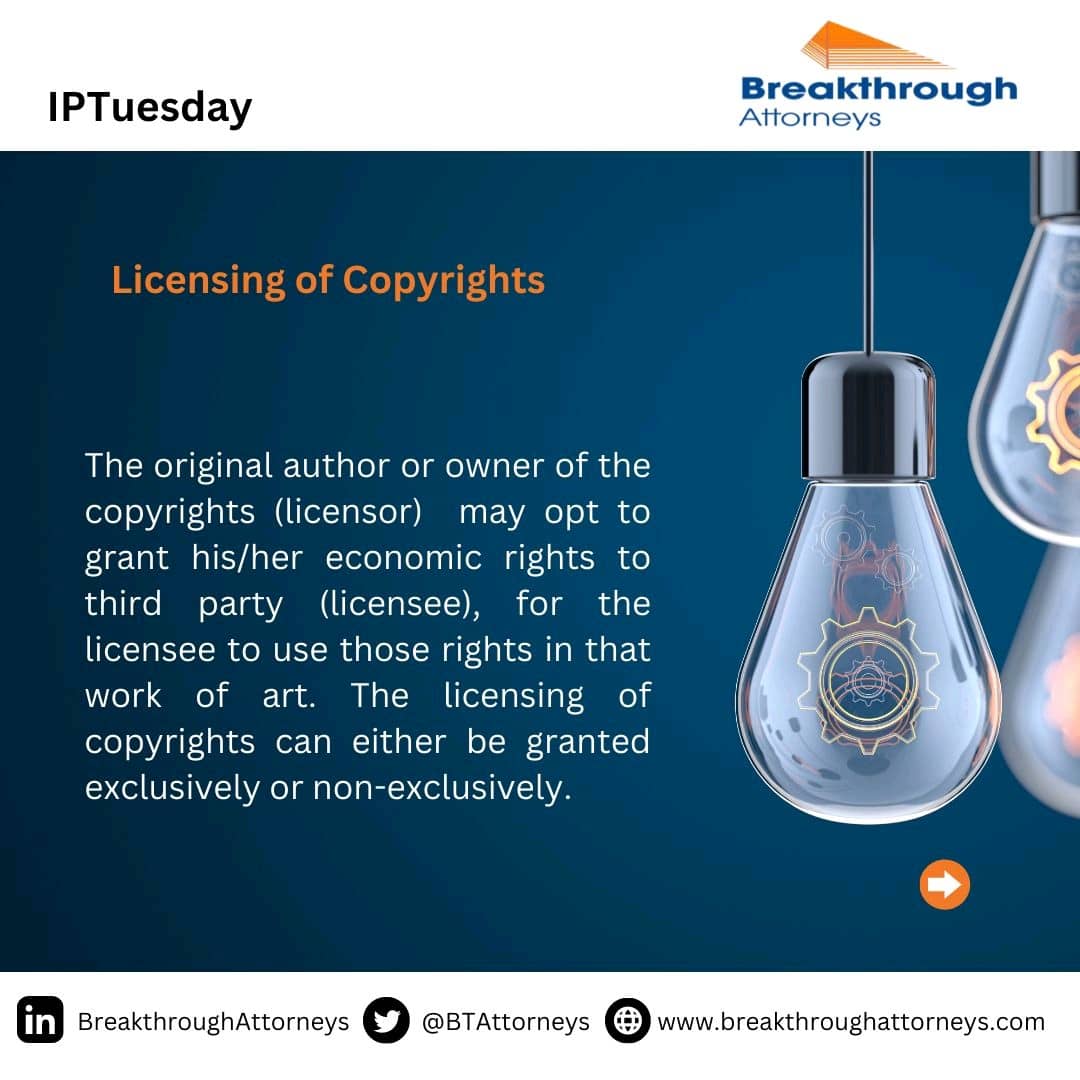 BTAttorneys's tweet image. Are you an author of an original literary, dramatic, musical, or artistic work? Did you know that you can license your copyrights?

It is another IP Tuesday. Get to know more about the licensing of copyrights.

#IPTuesday #BTAIPDepartment #Copyrights