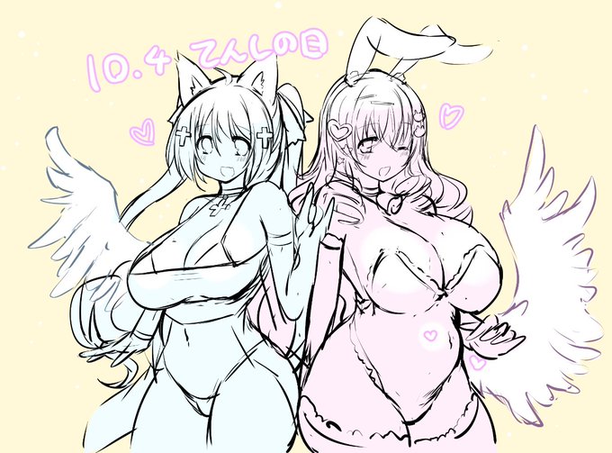 今日が天使の日である事に気が付いてオリキャラ天使組で何か描きたいと思ったものの時間が足りないのでとりあえずはここまで……!🦊🐰 