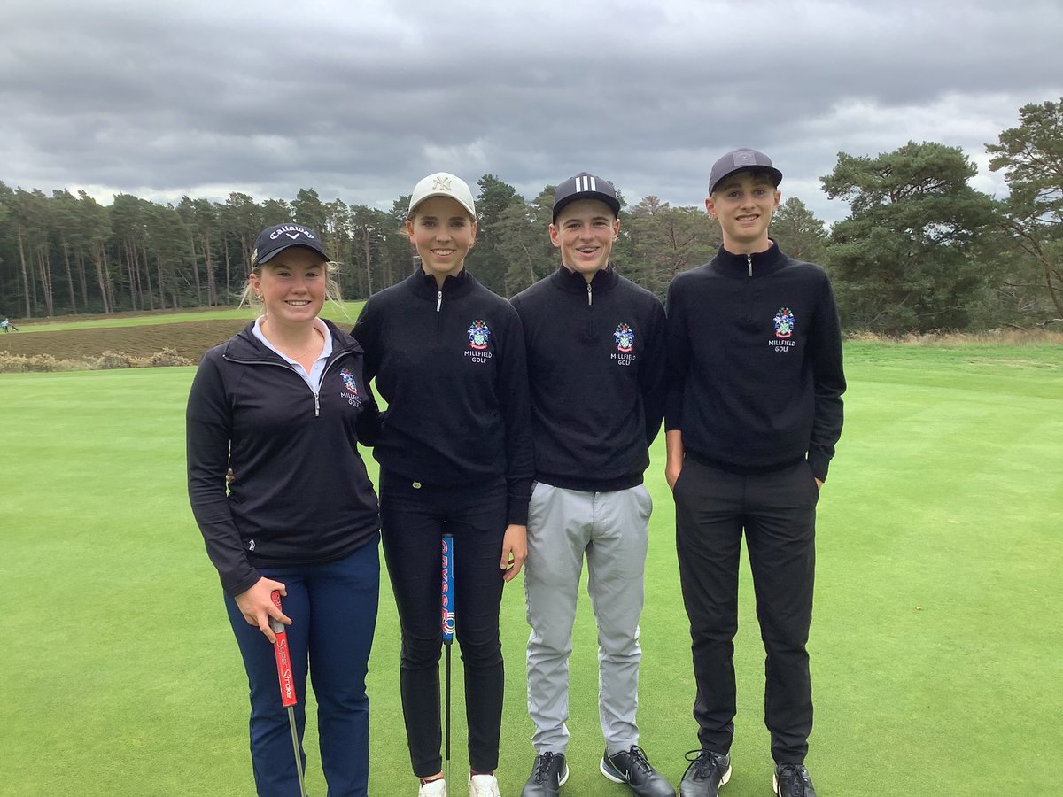 Harriet, Michelle, Dylan and Freddie at The Berkshire today playing the Red Course in the HMC Singles Tournament. Good luck to everyone playing, enjoy the beautiful course and surroundings. <a href="/MillfieldSenior/">Millfield School</a> <a href="/MillfieldSport/">MillfieldSport</a> <a href="/TheBerkshireGC/">The Berkshire</a>