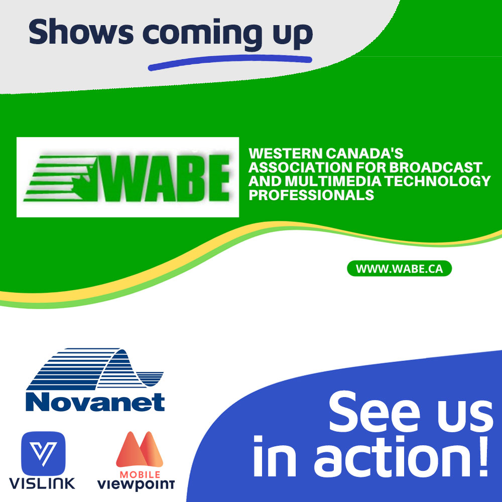 Vislink’s solutions for broadcasters will be on display at the @WABE_Convention in Calgary, Canada, Oct. 4-5. Visit our longtime VAR #NovanetCommunications in booth #42.

#yycwabe2022 #WABE2022 #yyc #mediatechnology