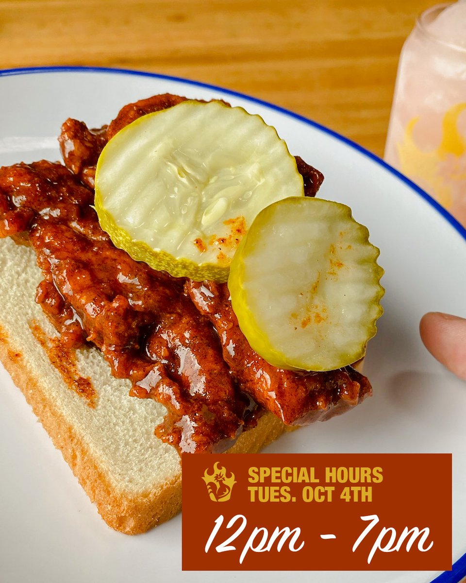 Our hours will be a reduced today. We'll be open from 12pm - 7pm. But these hot tenders are waiting for you.