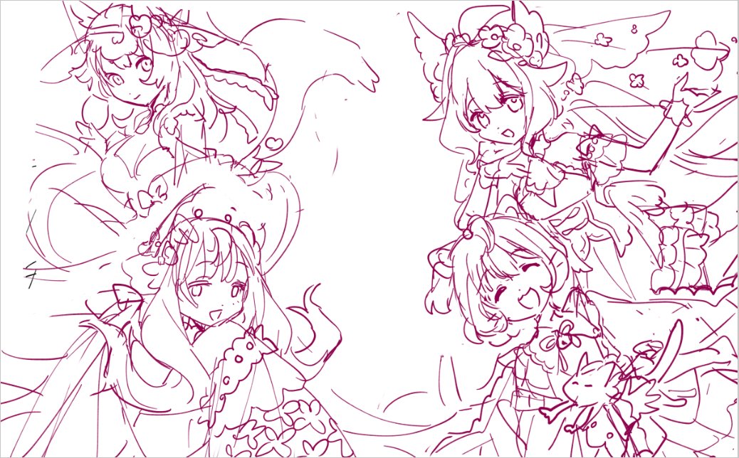 Here is a little bit of my process~
composition →sketch →final sketch →lineart!!! 
now its time to color 😱 