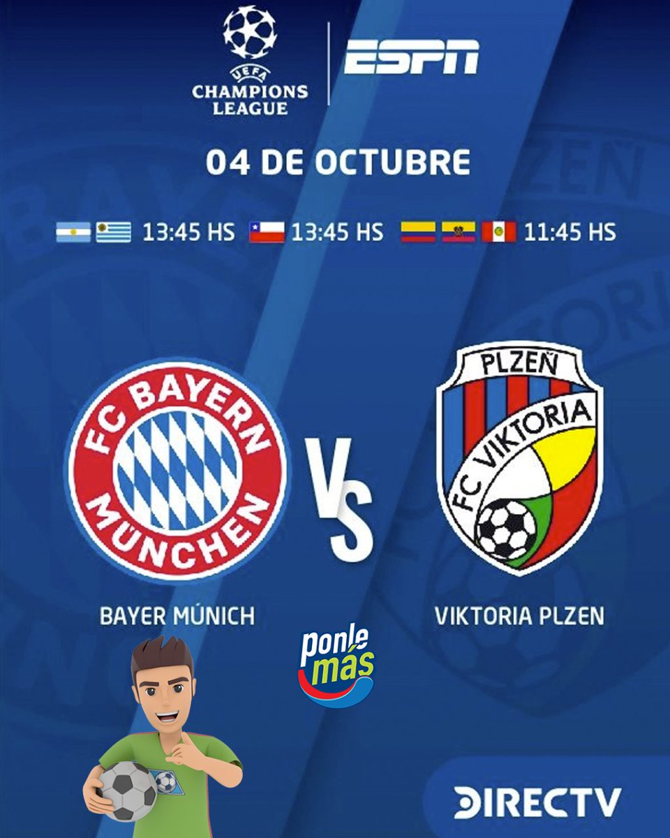 PonleMas's tweet photo. La mejor competencia internacional de clubes ¡No te la puedes perder!
𝗗𝗶𝗮𝘀 𝗱𝗲 #𝗖𝗵𝗮𝗺𝗽𝗶𝗼𝗻𝘀𝗟𝗲𝗮𝗴𝘂𝗲 ⚽ 

Solo por la señal de #ESPN... tu #DirecTvPrepago recárgalo ya! 

#PonleMás 😃🤙🏼 https://t.co/AkwBOVFVCs
