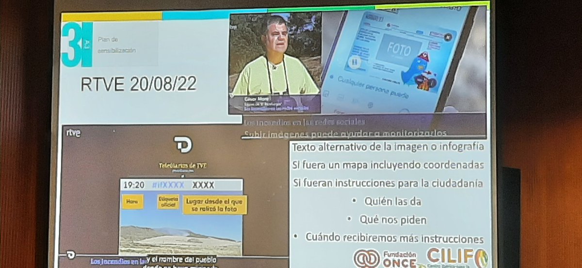 El_Batefuegos's tweet photo. #Emergencias
#IIFF
#SECOMIIFF
@Fundacion_ONCE
Es importante que los contenidos en televisión se acompañen con imágenes gráficas y texto alternativo.
@OsboDigital
@CILIFO_UE
@Plan_INFOCA
@E112Andalucia
@AAMM_And https://t.co/JpfHaFPPqz