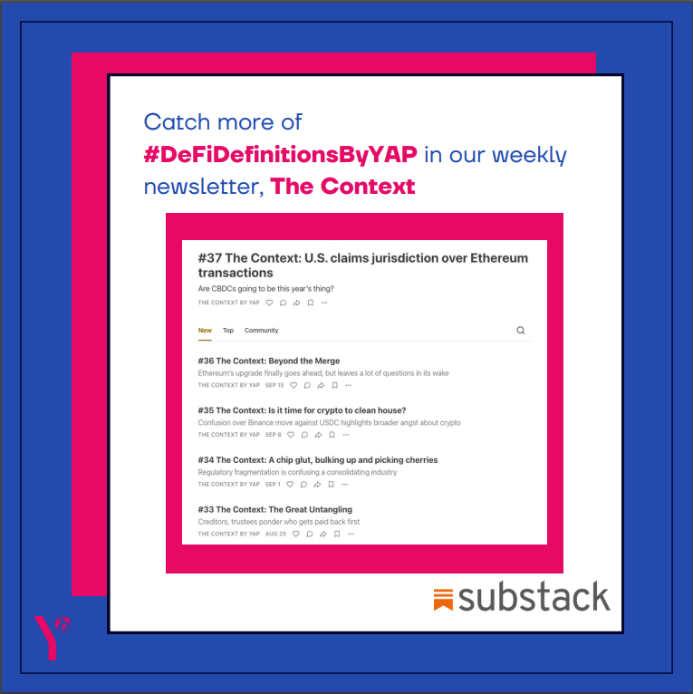 YAPGlobalTeam's tweet photo. What are Privacy Coins?
In this weekโs #DeFiDefinitionsByYAP ๐ @MurialWang explains what Privacy Coins are in the 38th edition of our weekly newsletter, The Context ๐
Read the full newsletter here: https://t.co/XJr3hP2ahd https://t.co/ozIXpmwJQL