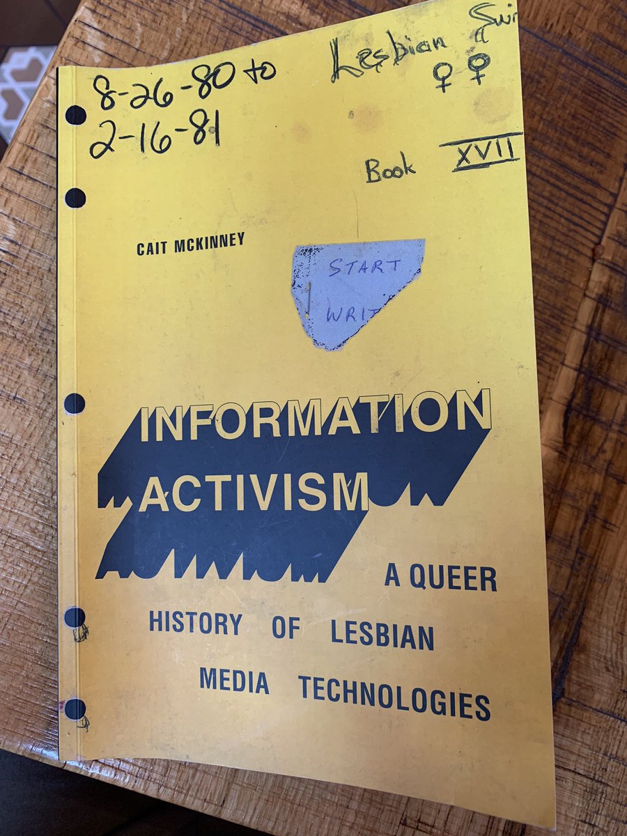 I finally started reading Information Activism- A Queer History of Lesbian Media Technologies by Cait McKinney. It’s really really great and I recommend it! Anyone else read it?