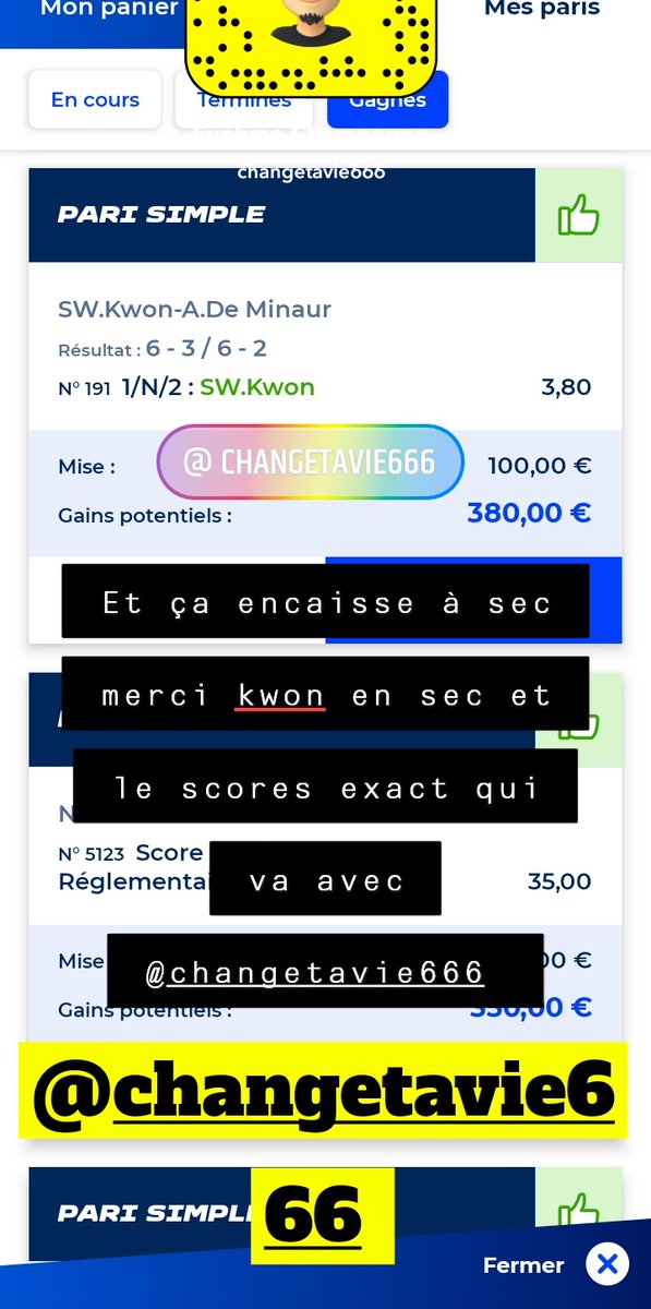 PronosCanyon's tweet image. Merci kwon #TeamParieur #BB16 #tennis #kwontennis #teamparieurs #igorbrakal #ChampionsLeague