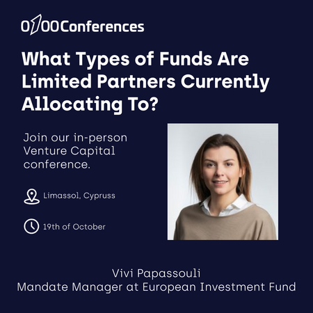 0100conferences's tweet photo. Join Vivi Papassouli from European Investment Fund (EIF) at 0100 Conference Cyprus as she discusses the current fundraising environment and which industries limited partners are currently investing in.
Register now https://t.co/ZDZs7YMHMr
#networkingconference #limitedpartners https://t.co/NqJSeQK8iu