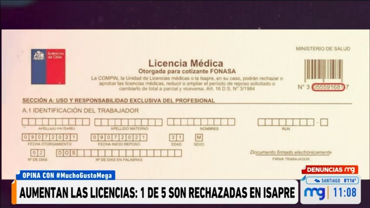 MuchoGustoMEGA's tweet photo. ¿Te han rechazado una licencia médica y no sabes por qué o simplemente te parece injusto? Usa el HT #MuchoGustoMEGA y comparte tu historia con nosotros. https://t.co/j1qvra30sd