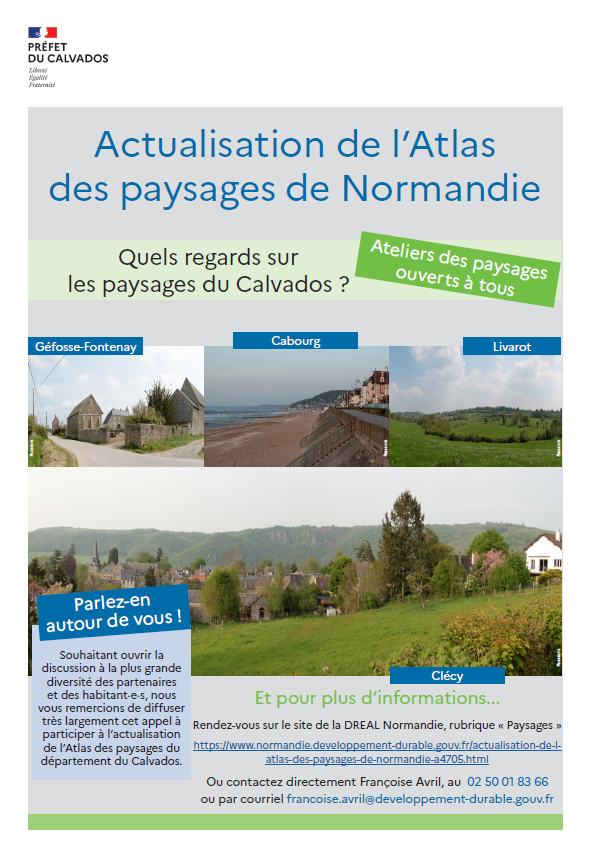 NCPA_Normandie's tweet photo. [RAPPEL - ATELIER]
La DREAL organise le mercredi 12 octobre de 10h à 12h, un atelier sur " l'Atlas des Paysages de Normandie sur le département du Calvados". 
Envie d'y participer ?
Ou 👉 salle Nelson Mandela #divessurmer 
Informations 👉 02 50 01 83 66 https://t.co/2nlovVIhbI
