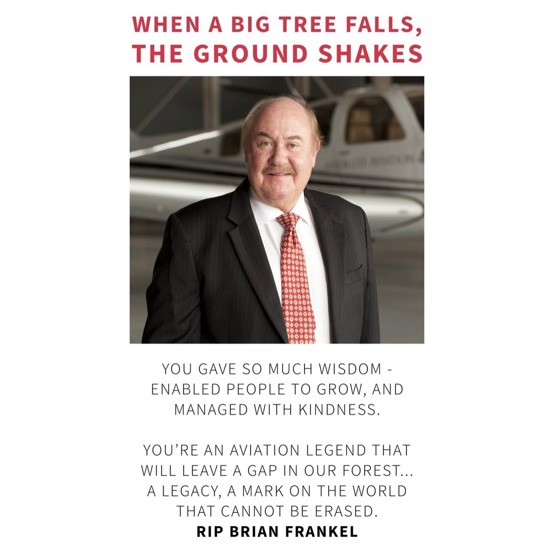 AbsoluteAvia's tweet photo. You gave so much wisdom - enabled people to grow, and managed with kindness.
You’re an aviation legend that will leave a gap in our forest... a legacy, a mark on the world that cannot be erased.
RIP Brian Frankel
#absoluteaviation #aviation #aircraft #pilotlife #Pilot #airline https://t.co/2Ok5vHv3nJ