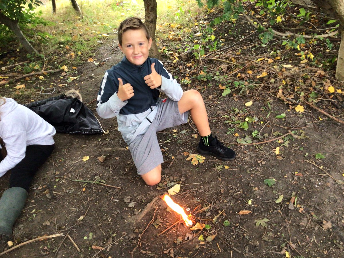 Ms_Middleman's tweet photo. @YsgolEmmanuel Year 5 Forest school lighting their own fires today 🔥🔥 https://t.co/BO28ViQbAn