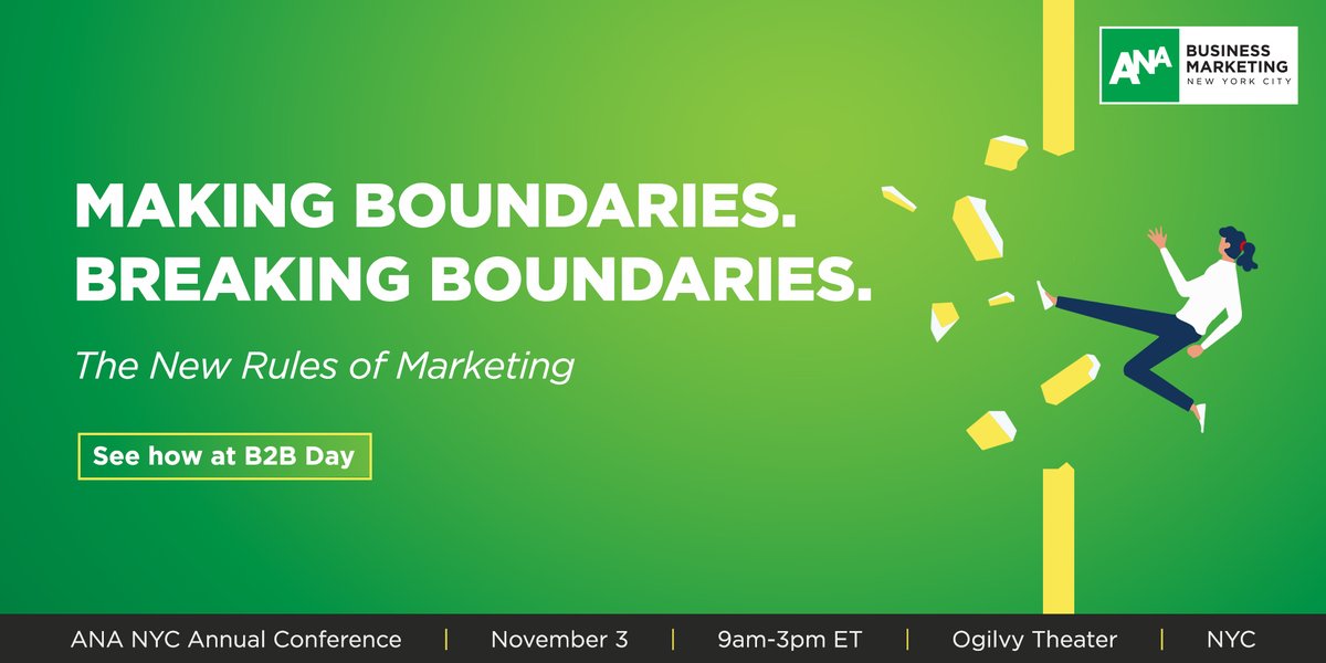 Marketing’s and creative boundaries are shifting. The bolder bets being placed to drive growth. Collaboration and work life balance. Making and breaking boundaries is the through line of B2B’s top thought leadership event. So, register now for B2B Day. bit.ly/3fFl1AK