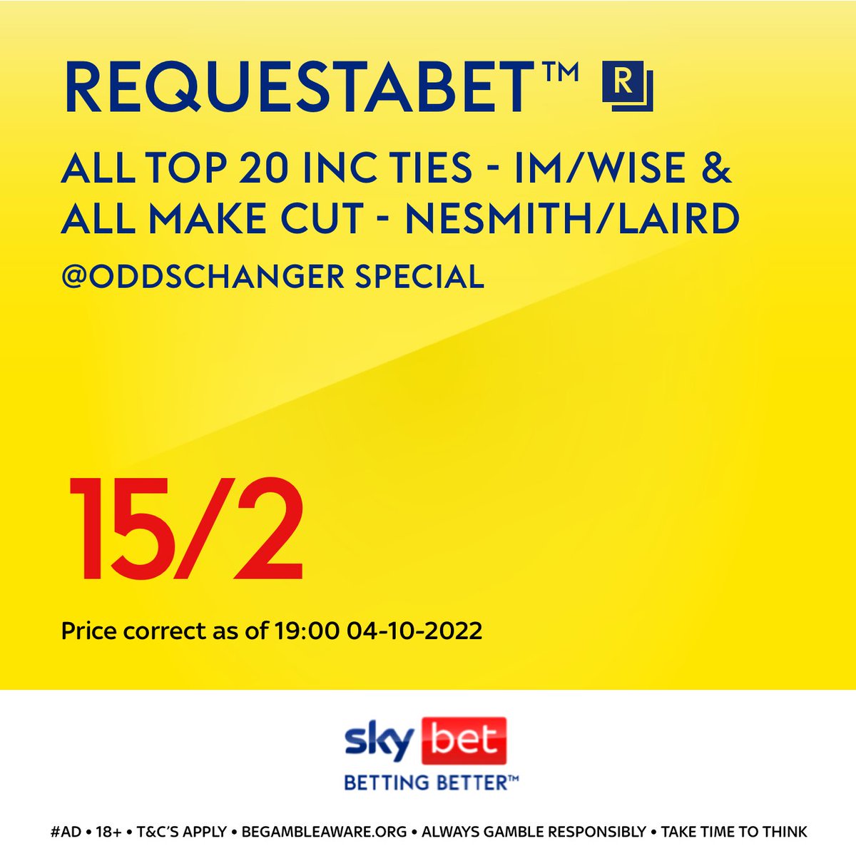 ⛳️ SHRINERS OPEN RAB 🏌️‍♂️ This is exclusive to SkyBet! ✅ Add straight to bet-slip 👇 oddschanger.bet/ShrinersChildr… #AD | 18+ | Begambleaware.org | Always Gamble Responsibly