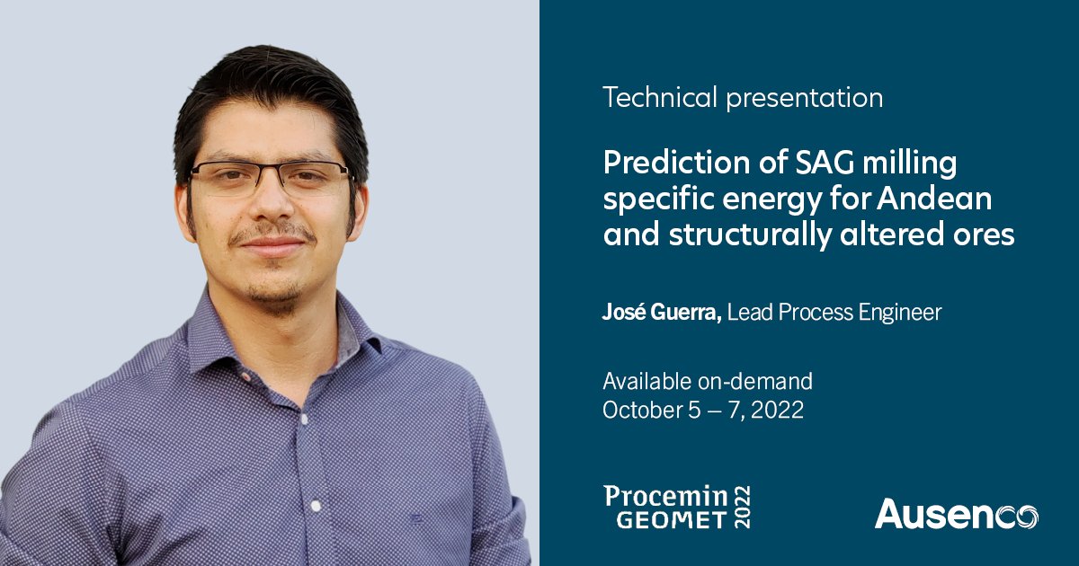 Ausenco's tweet image. Looking to learn more about SAG milling? José Guerra breaks it down at Procemin-Geomet 2022. Register now to access his on-demand presentation: bit.ly/3SjGfm0  #FindABetterWay #Mining #OperationsOptimization #ProceminGeomet2022
