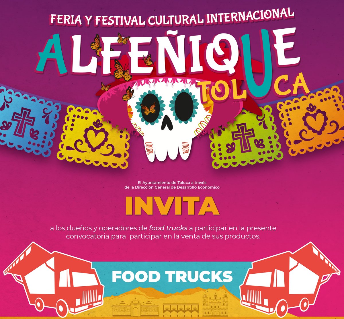 ¿Tienes un food truck y quieres formar parte del #Alfeñique2022? 💀🎡

Consulta nuestra convocatoria y súmate a la fiesta más importante de nuestra capital: 👇🏻 
www2.toluca.gob.mx/wp-content/upl…

Unidos por una #TolucaLlenaDeVida.