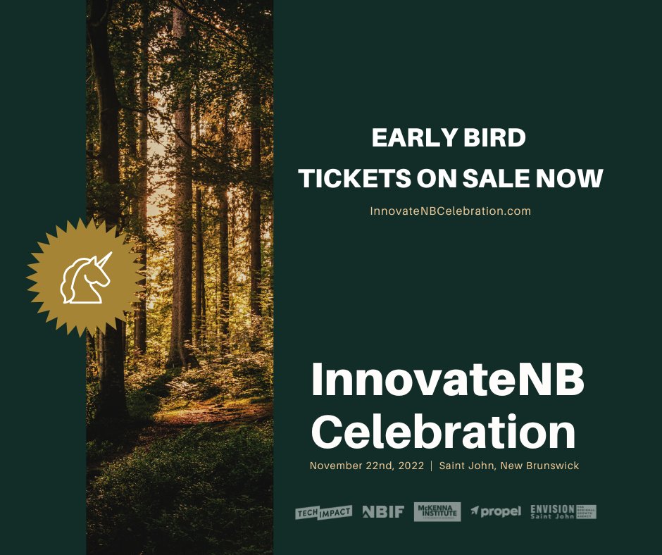 TechImpact_IT's tweet photo. Early bird tickets for the Inaugural InnovateNB Celebration are now on sale. Early bird tickets are $80 (plus tax and fees) until Friday, October 21st, 2022.

To buy tickets and learn more visit https://t.co/zAD08R2ZRq https://t.co/jCjTsKUV8p