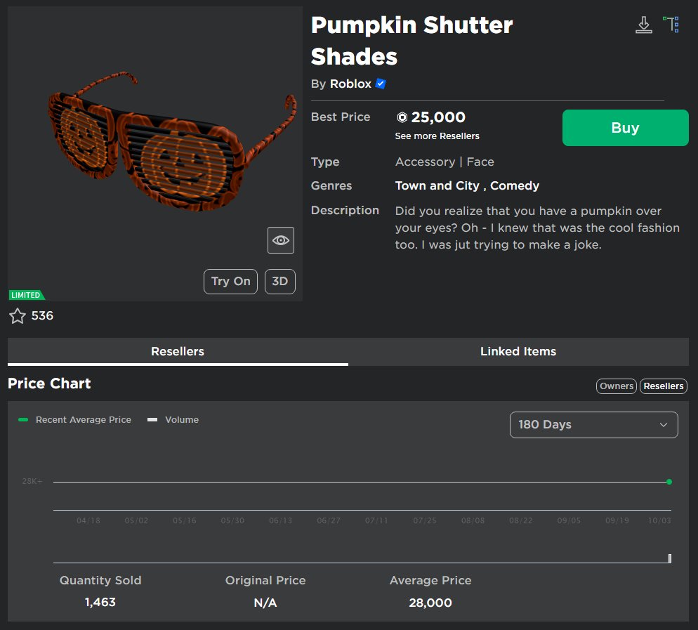 Roblox Trading News on Twitter "New Limited, "Pumpkin Shutter Shades