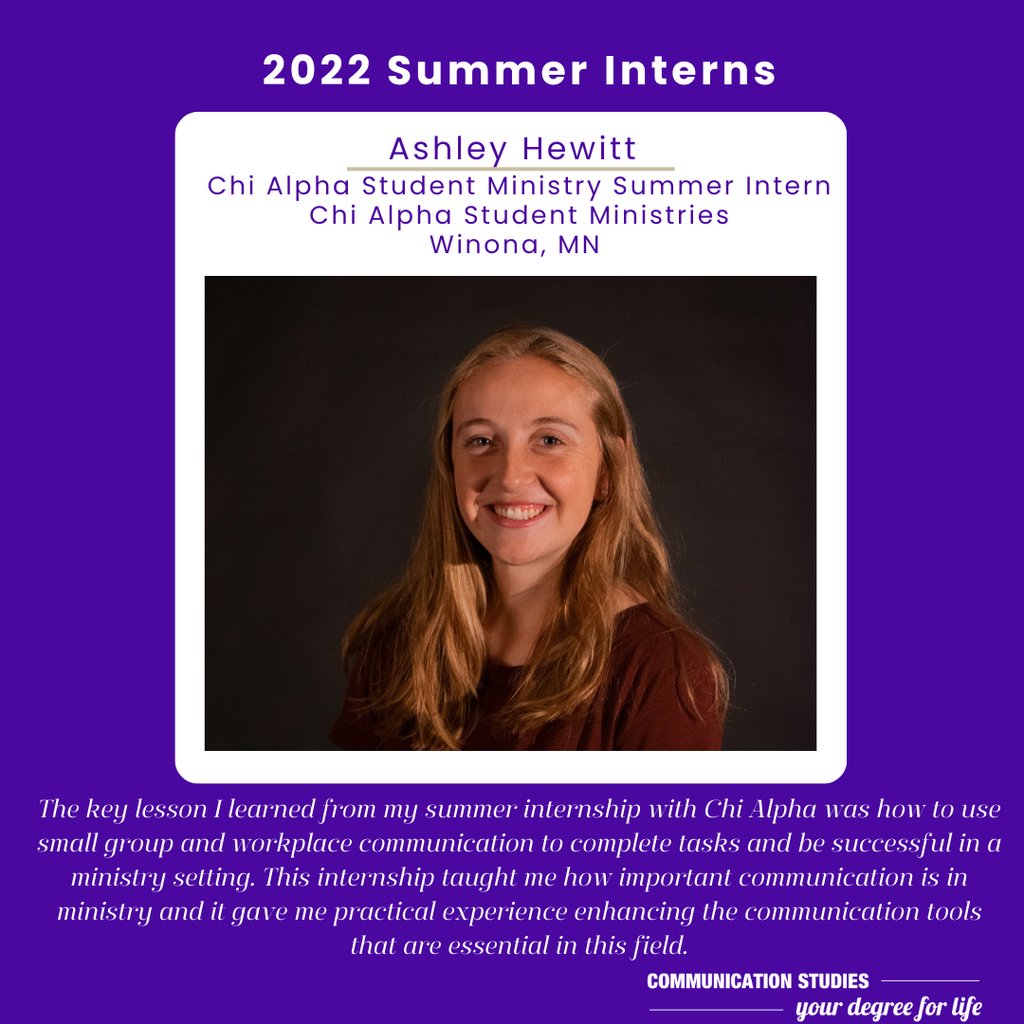 WSU_CommunicationStudies (@wsu_cmst) on Twitter photo Our students have a wide variety of internships to gain experience in the real world. Interested in interning? Contact Dr. Lepper: tswensonlepper@winona.edu
#CMST #YourDegreeForLife #WinonaStateUniversity Our students have a wide variety of internships to gain experience in the real world. Interested in interning? Contact Dr. Lepper: tswensonlepper@winona.edu
#CMST #YourDegreeForLife #WinonaStateUniversity