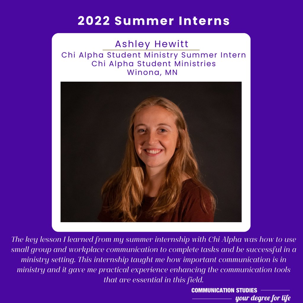 Our students have a wide variety of internships to gain experience in the real world. Interested in interning? Contact Dr. Lepper: tswensonlepper@winona.edu #CMST #YourDegreeForLife #WinonaStateUniversity